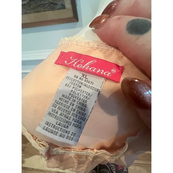 HOHANA MOO MOO VINTAGE NIGHTGOWN DELICATE PEACH WITH LACE TRIM WOMENS XL - Picture 3 of 8